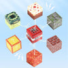 A collection of colorful magnetic building blocks in various shapes and colors being launched or interacting with each other.