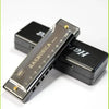 Une harmonica noire avec une échelle coulissante de 1 à 10.