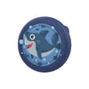 A dark blue silicone pin holder shaped like a whale swimming in the water with small fish and stars.