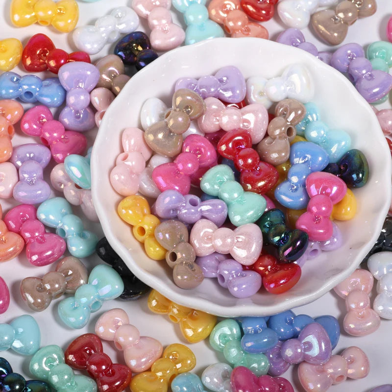 Colorful UV Bowtie Acrylic Beads for Jewelry Making (50-Pack)