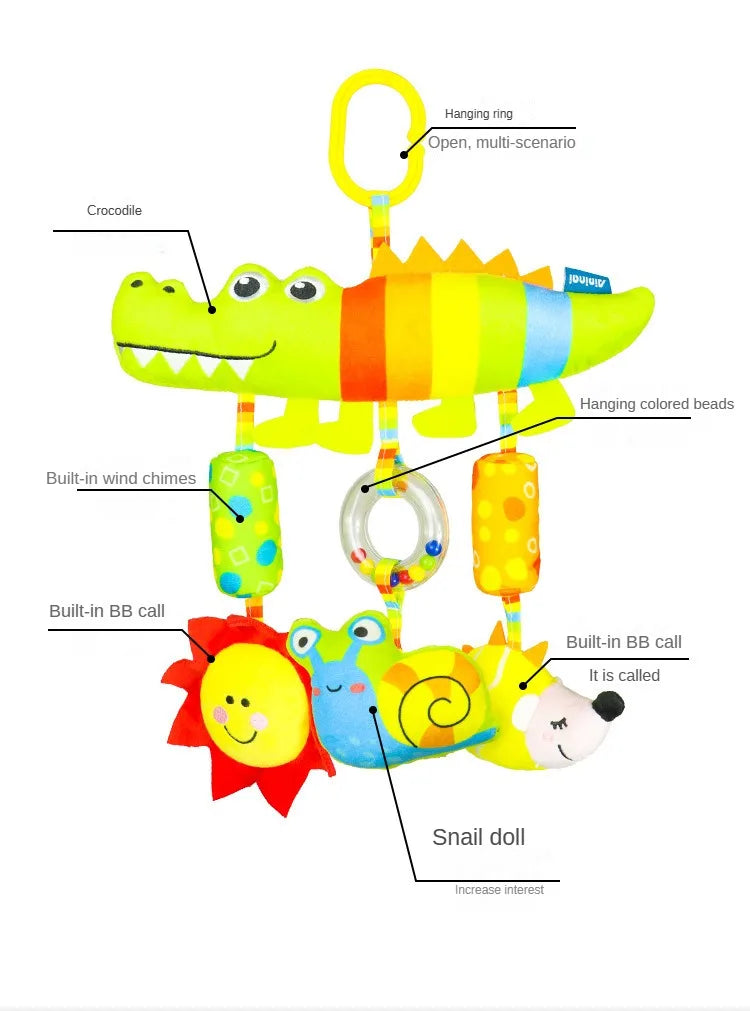 Rainbow Animal Plush Stroller Toy for Babies 0-3 Years