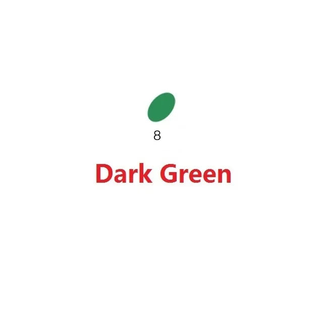 A dark green oval shape with the number 8, representing a product option.