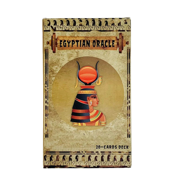 Mazo de cartas de oráculo egipcio estilo vintage con la representación de la cabeza de una deidad