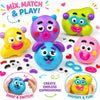 A collection of colorful moldable dog face squishy stress relief toys in various colors and shapes.