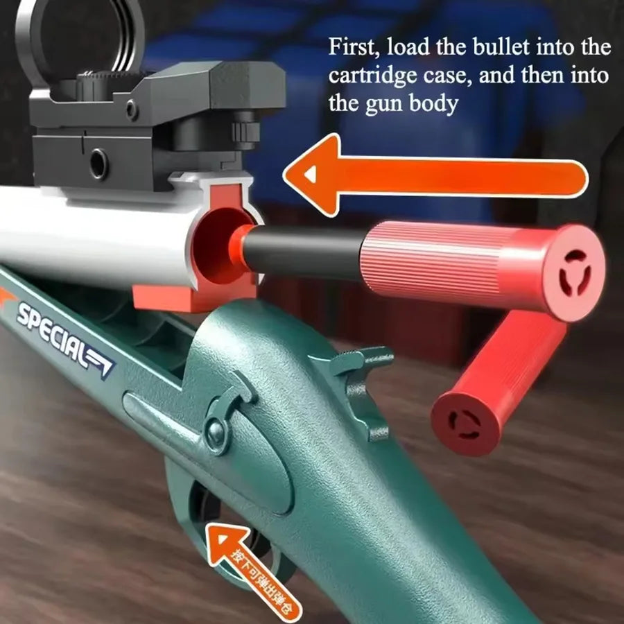 Mini Shell-Ejecting Toy Rifle with Soft Bullets
