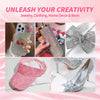 A collection of sparkly resin and rhinestone craft gems including jewelry, clothing, home decor items, and shoes.