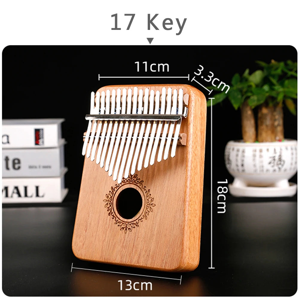 17-Key Mahogany Kalimba Thumb Piano