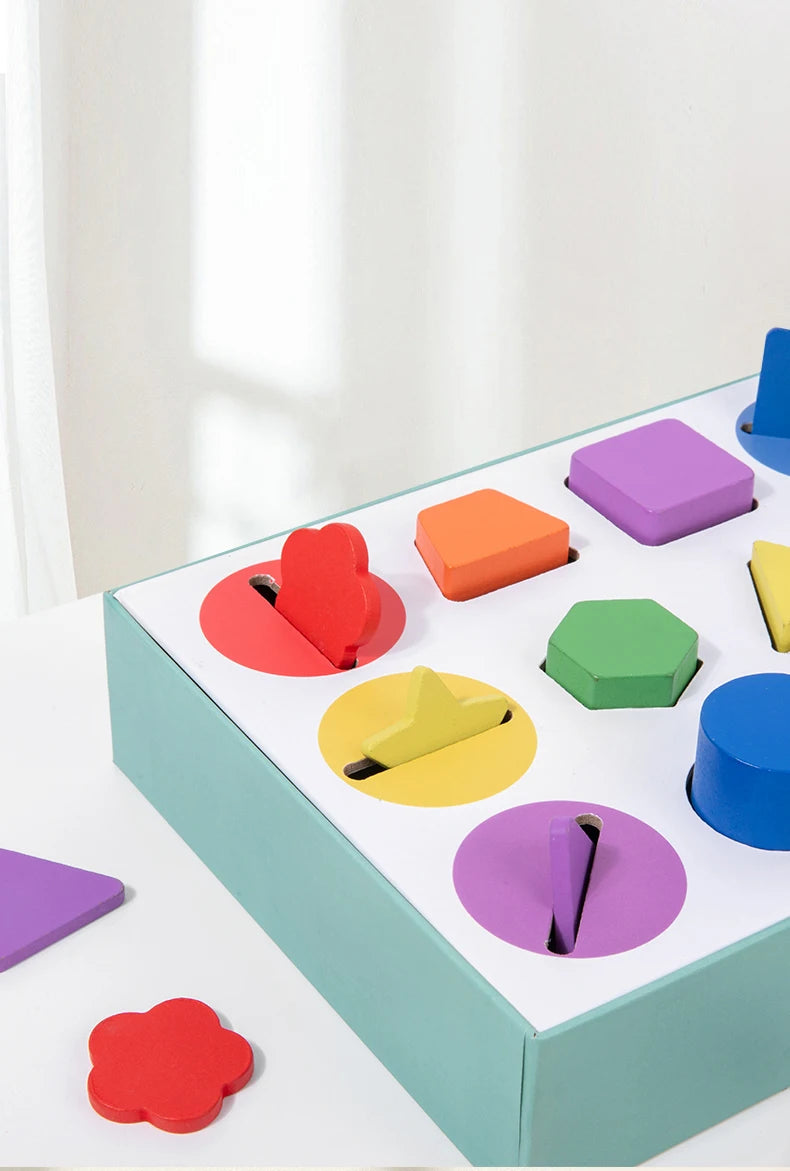 Wooden Color and Shape Sorting Box for Early Learning