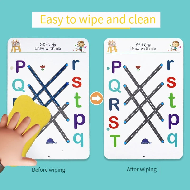 Reusable Magic Tracing Workbook Set for Kids with Pens and Eraser