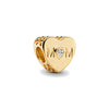Gold heart pendant charm bracelet featuring elephant, key, butterfly, and heart pendants