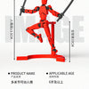 A red magnetic multi-jointed action figure with an accompanying display stand, shown in a full-body pose.