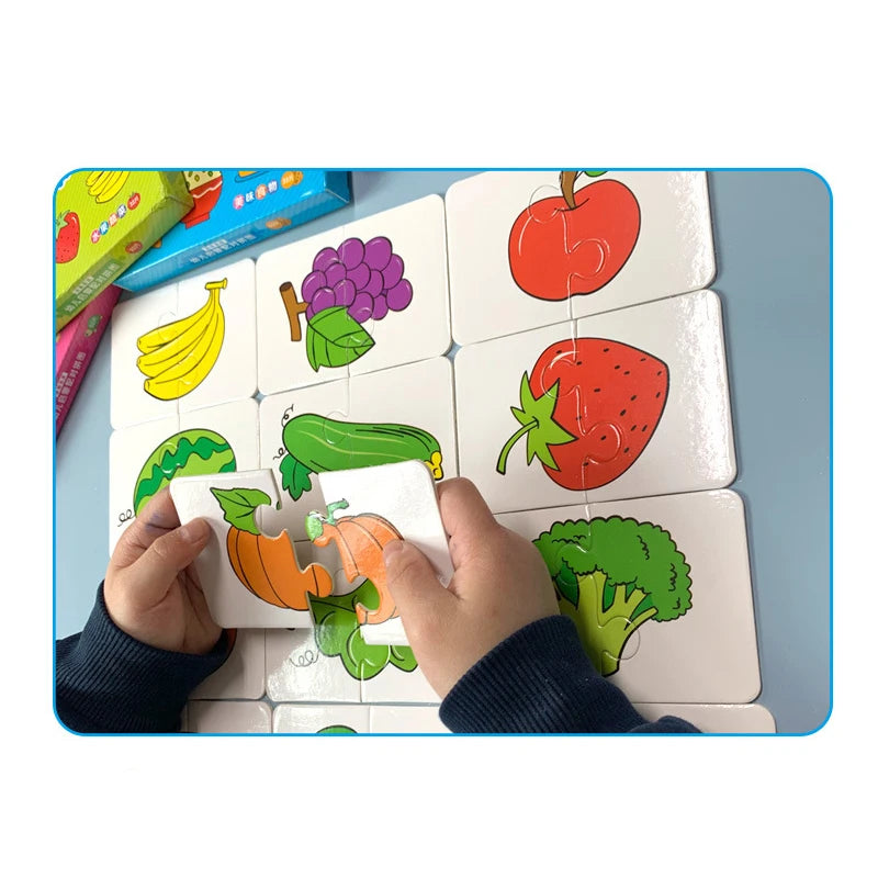 Toddler Animal & Fruit Puzzle Cards with Truck Matching Game