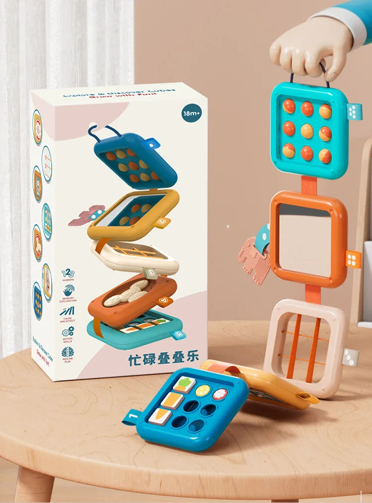 Sensory Folding Activity Cube for Toddlers – Montessori Busy Board Toy