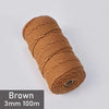 A spool of brown 3mm cotton macrame cord measuring 100 meters.
