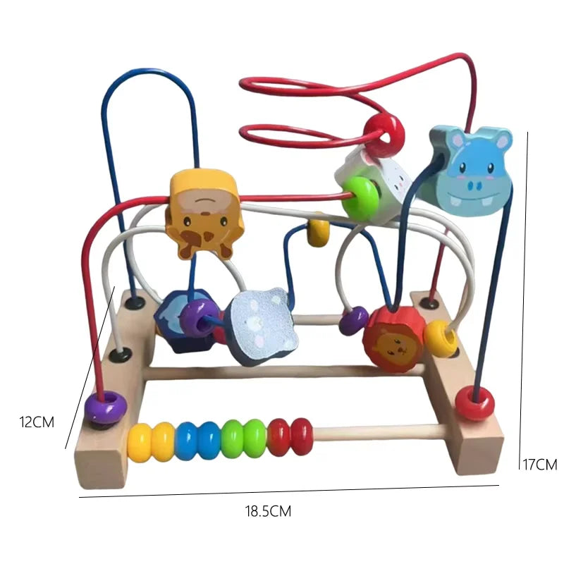 Wooden Bead Maze Roller Coaster with Abacus for Toddlers