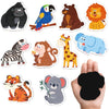A set of ten adorable animal fridge magnets featuring various mammals like bears, lions, zebras, and elephants.