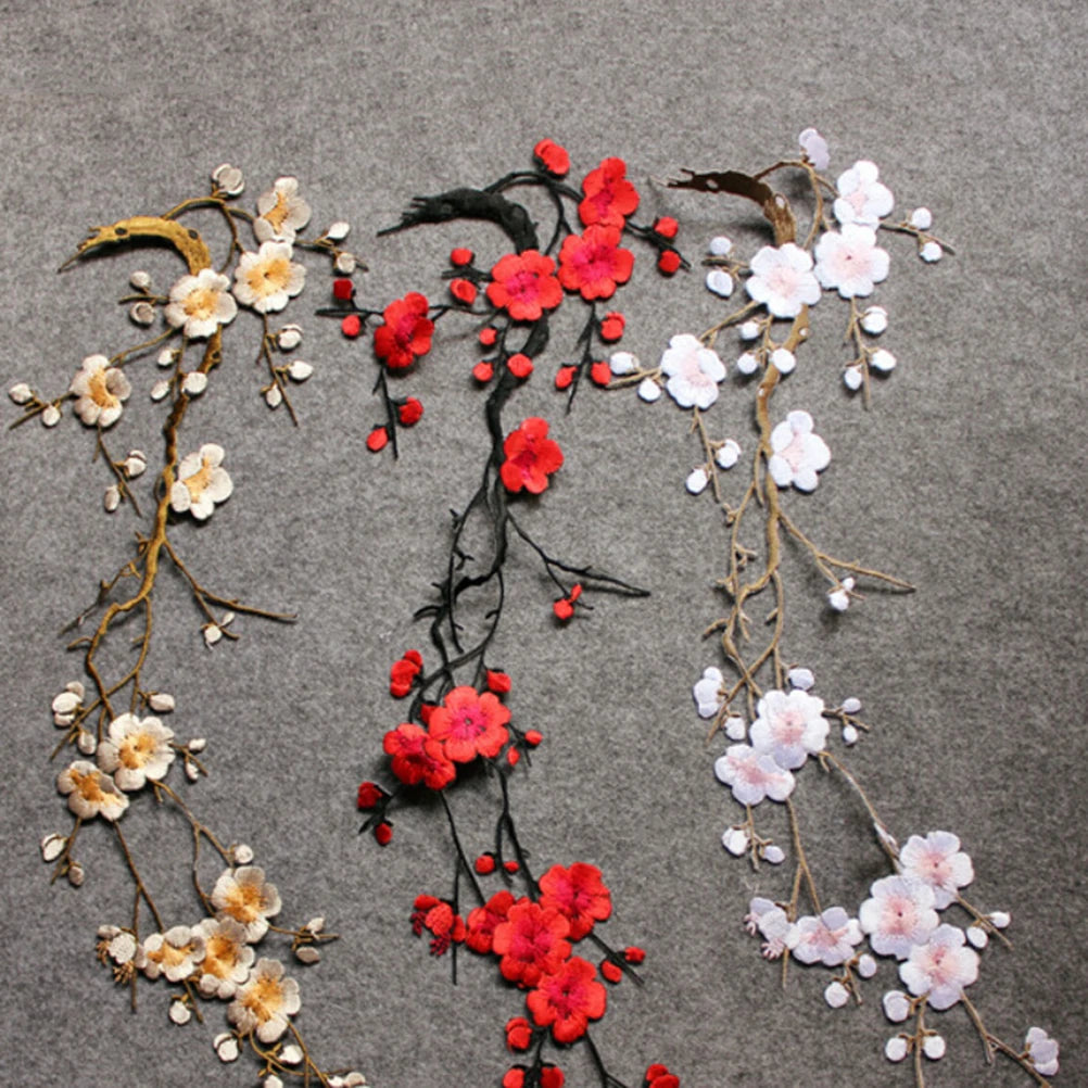Plum Blossom Embroidered Applique Patch