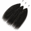 Bundle of black kinky straight crochet hair extensions with pre-separated knots