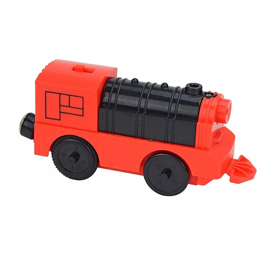 Magnetic Wooden Train Set with Locomotive and Two Carriages