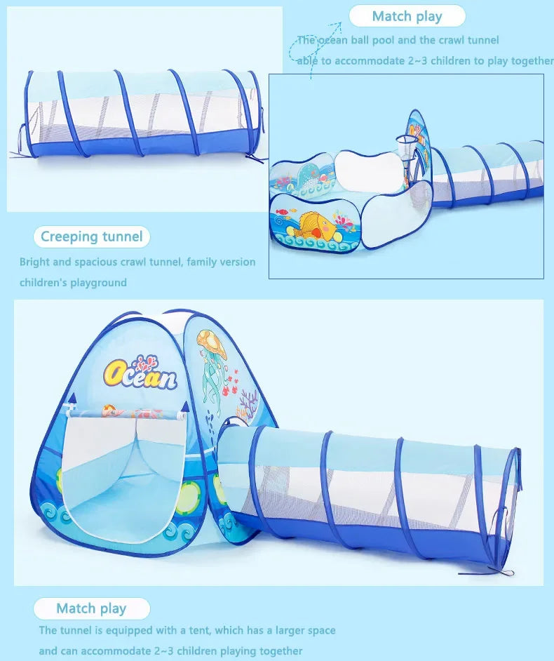 3-in-1 Kids Ball Pit Play Tent with Tunnel