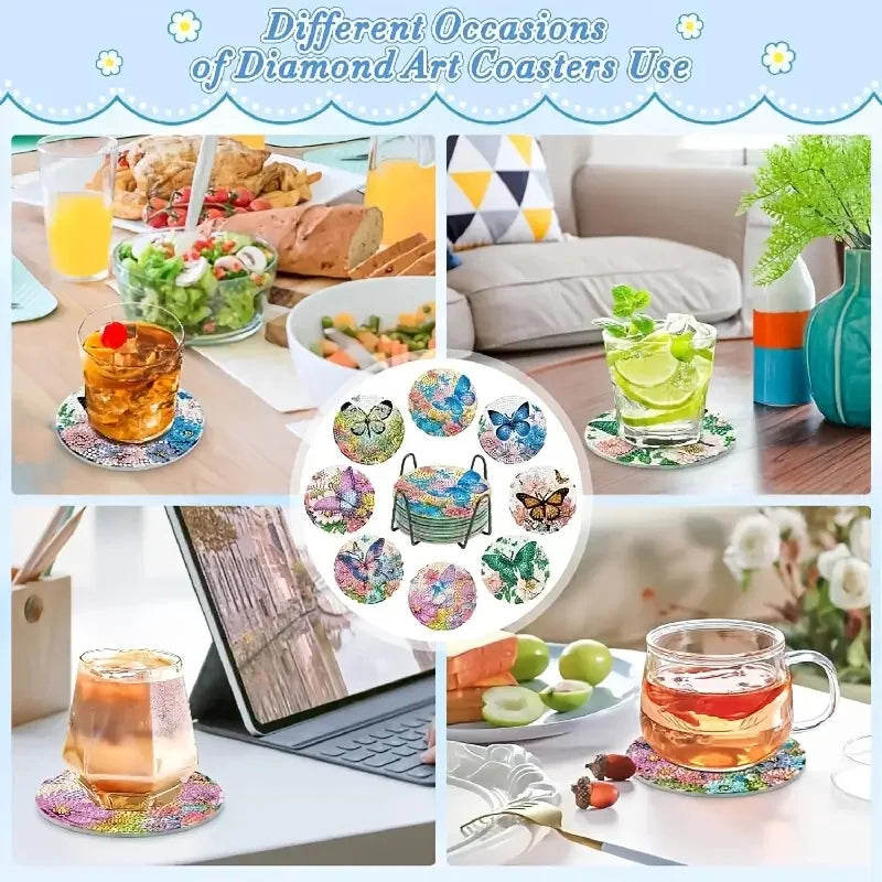 Ocean Series Diamond Art Coaster Kit with Stand – DIY Craft Set for Adults & Beginners