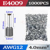 A package of AWG12 insulated tubular crimp terminals with a 4.0mm square cross-section.