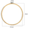 A circular bamboo embroidery hoop with a 3.3cm clamp and a 23cm diameter.