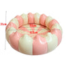 An inflatable round toddler pool with a pink and cream striped design, showing dimensions of 31cm, 72cm, and 103cm.
