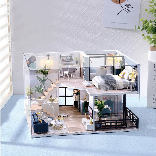 DIY Wooden Dollhouse Kit with Miniature Furniture – 3D Puzzle Craft Set