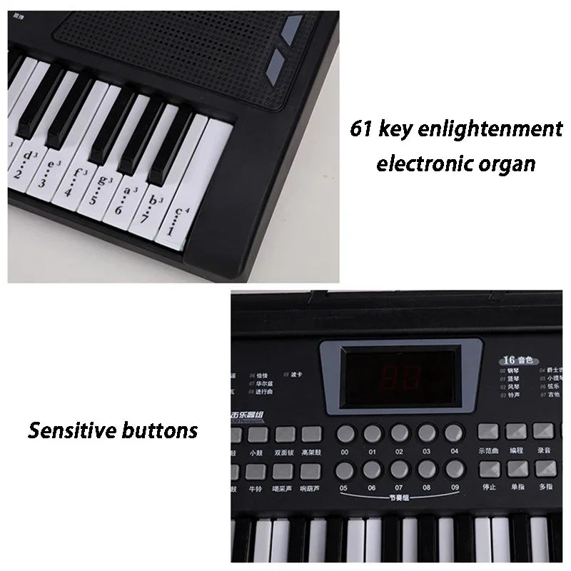 61-Key Portable Electronic Keyboard for Kids with Teaching Features