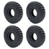 Quatre vues de pneus en caoutchouc souple utilisés pour voitures de crawler RC