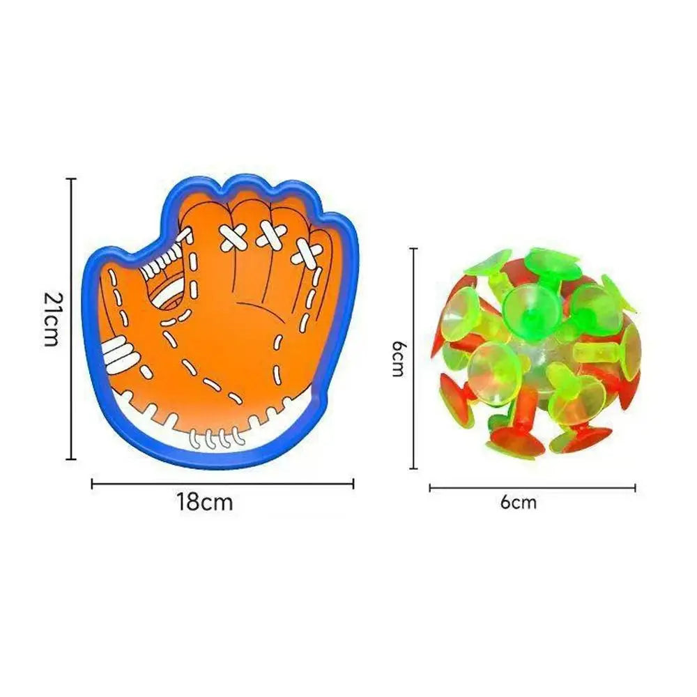 Cartoon Suction Cup Catch & Throw Racket Toy Set with Glowing Ball