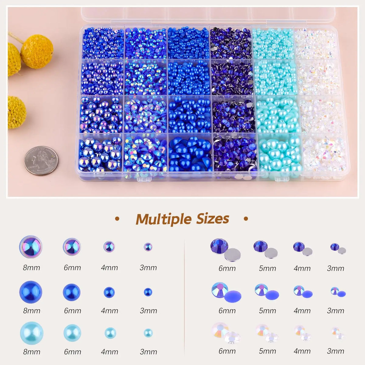 Flatback Pearls and Rhinestones Craft Kit – 14,000 Pieces, Mixed Sizes & Colors