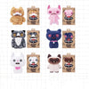 A collection of nine Fuggler Alley Cat Wrinkle McStinkles plush toys featuring various cat breeds and expressions.