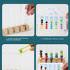 A set of wooden clip beads and test tubes used for a match by card game to develop fine motor skills.