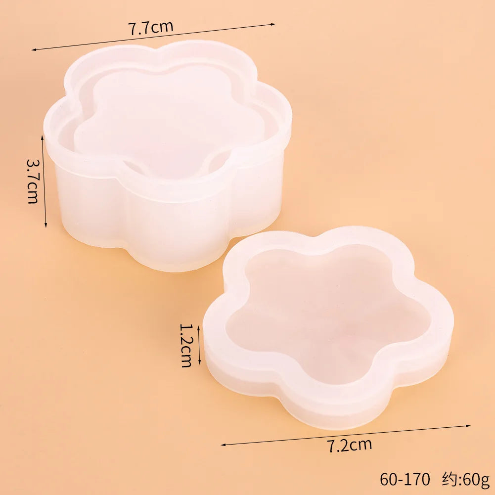 3-Piece Silicone Resin Mold Set with Lids — Heart, Hexagon & Flower Shapes