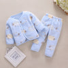 Light blue fleece jacket and pants set for baby with a cartoon print