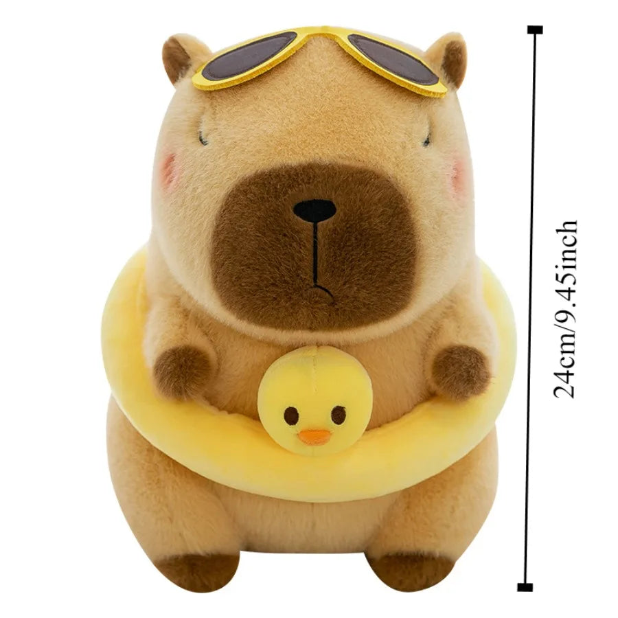 Capybara Plush Toy with Duck Swim Ring – Kawaii Stuffed Animal