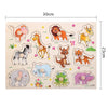 A wooden puzzle featuring various animal shapes and colors for toddlers to sort.