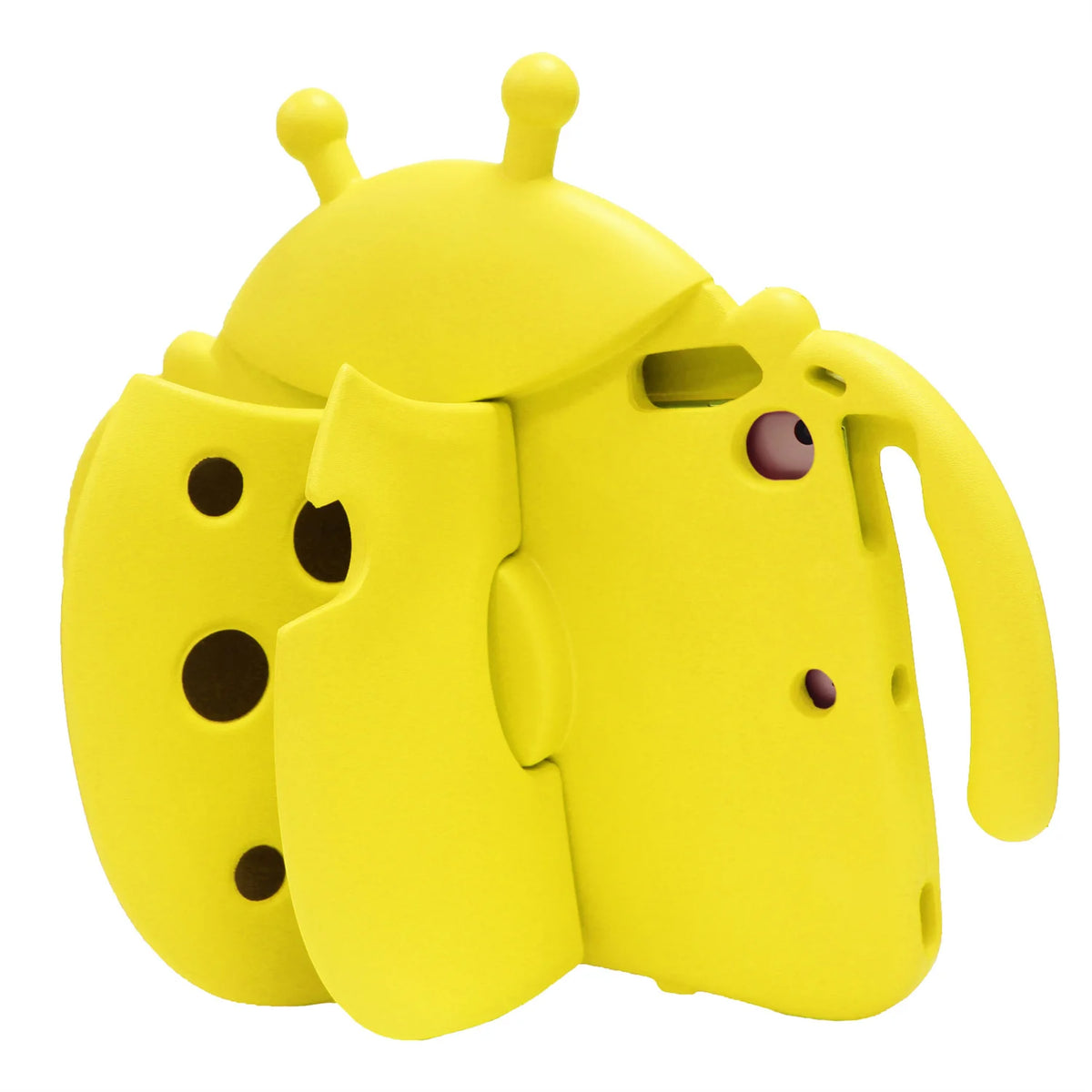A yellow playful cartoon EVA shockproof case designed for an iPad.