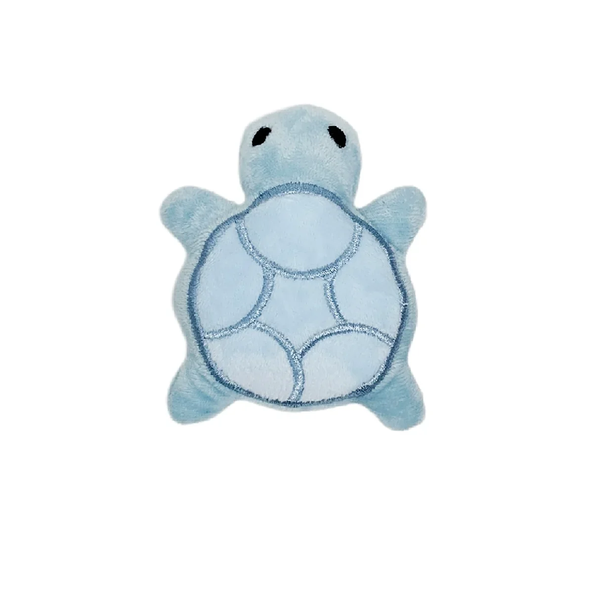 A light blue mini turtle plush chew toy with a soft texture.