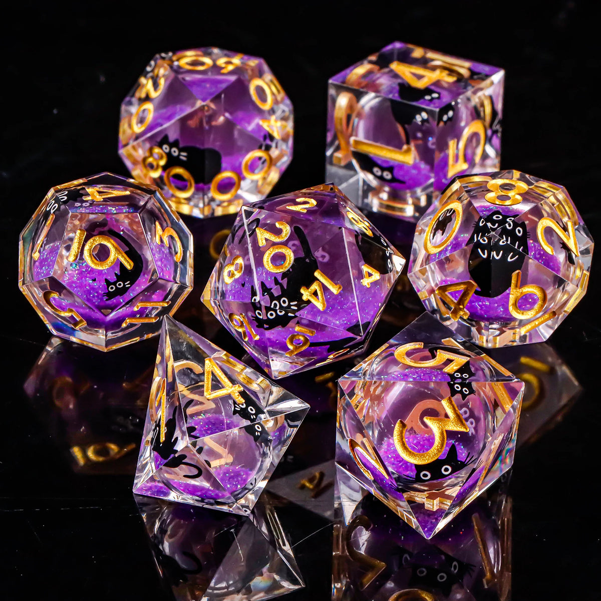 Resin Polyhedral Dice Set for Tabletop RPGs (7 Pieces)