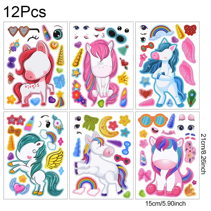 Unicorn Party Activity Kit with Bracelets, Rings, Tattoos, Stickers, and Puzzle