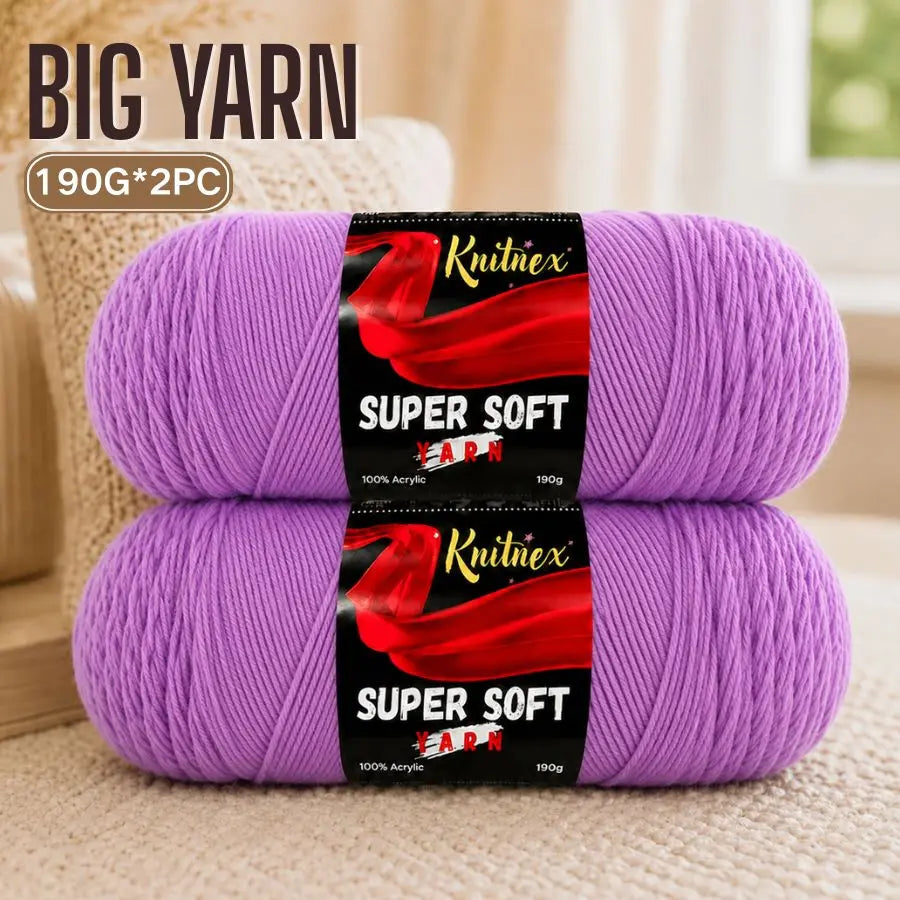Two skeins of super soft red acrylic yarn are displayed on a light background.