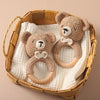 Handcrafted Wooden Crochet Animal Rattle for Babies