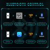 A digital interface showing Bluetooth control options for matching lightsabers with Android and iPhone devices.
