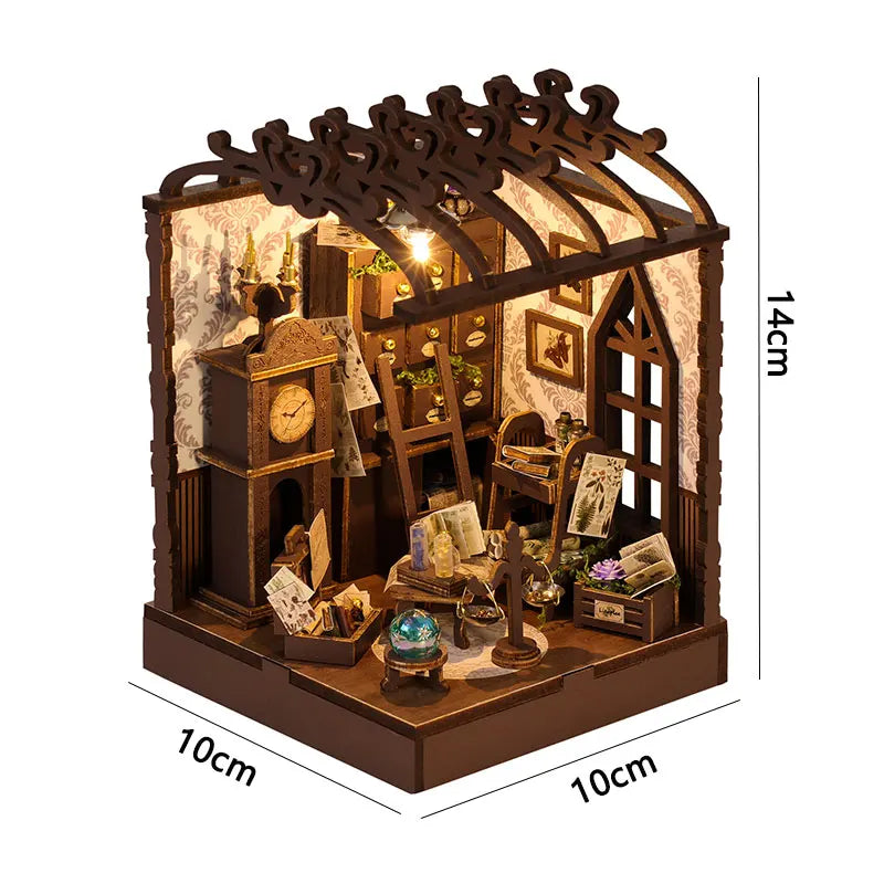 DIY Wooden Miniature House Kit with LED Lighting