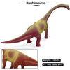 A hand-painted realistic Brachiosaurus dinosaur figure in reddish-brown and yellowish-green colors.