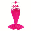 Pink knit mermaid tail skirt and headband set for newborn photoshoots