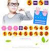 A child points to a math equation, surrounded by felt numbers and fingers demonstrating counting.